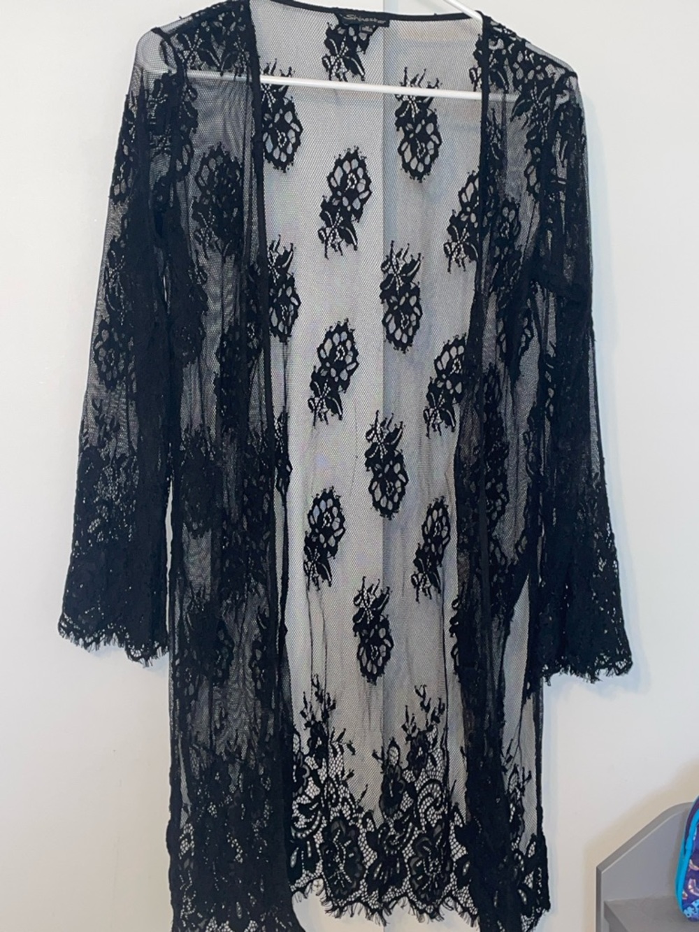 Shinestar Black Floral Lace Mesh Overlay